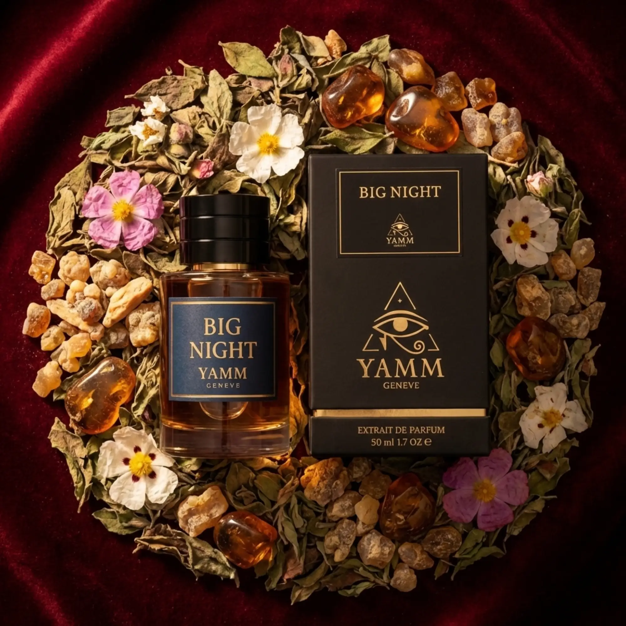 Big Night extrait de parfum mixte YAMM Genève inspiré de Grand Soir aux notes de tête Ciste d’Espagne, Orange, cœur Benjoin de Siam, Lavande et fond Ambre, Vanille, Fève de tonka, Musc, Cèdre visuel 07