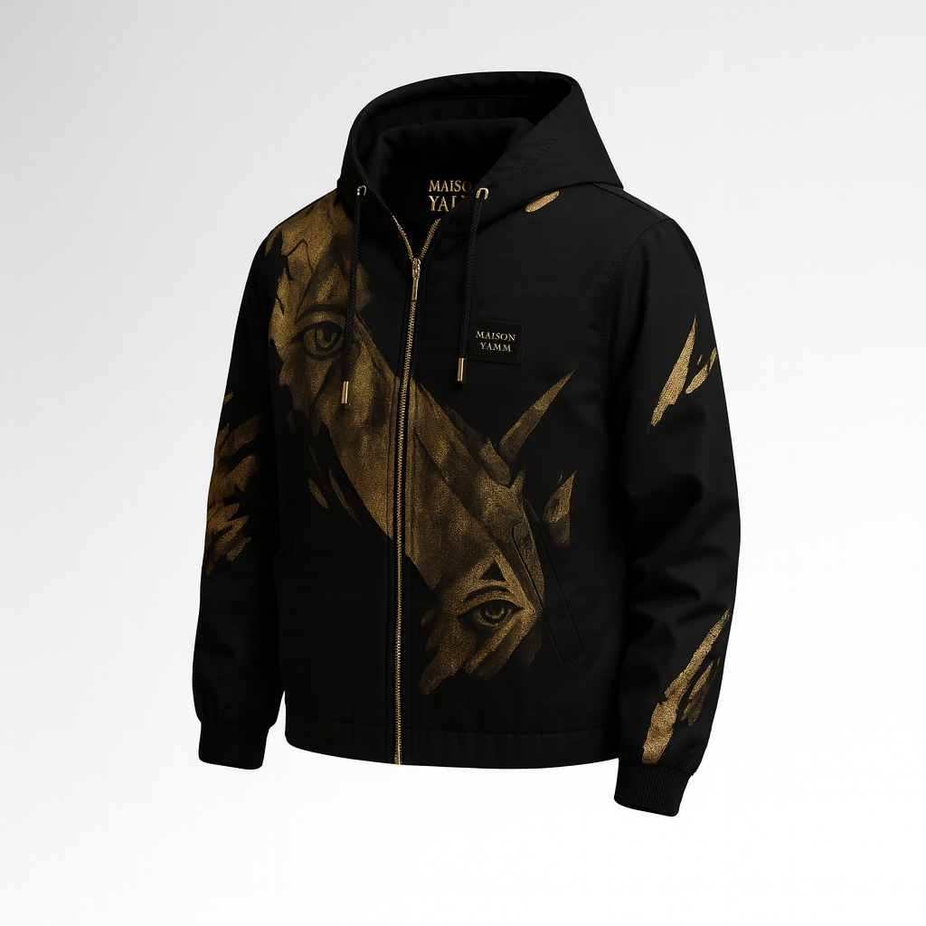 Veste Eye of Gold YAMM noire et dorée face 3/4