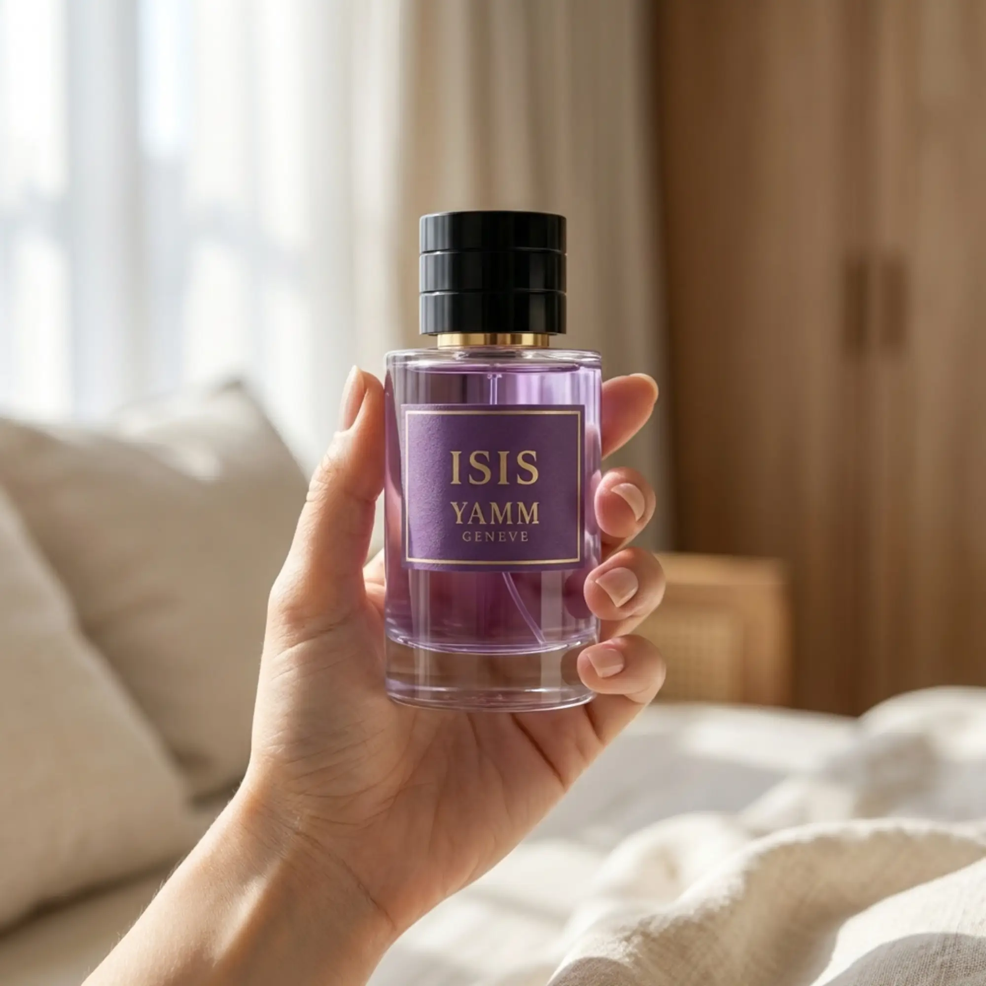Isis extrait de parfum femme YAMM Genève inspiré de Si aux notes de tête Bourgeon de cassis, cœur Rose de Mai, Freesia et fond Vanille, Patchouli, Notes boisées, Ambroxan visuel 03