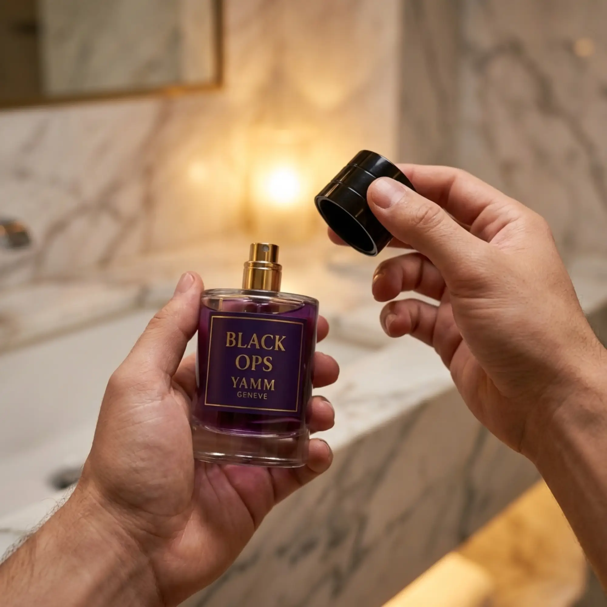 Black Ops extrait de parfum femme YAMM Genève inspiré de Black Opium aux notes de tête Poire, Poivre rose, Fleur d’oranger, cœur Café, Jasmin, Amande amère, Réglisse et fond Vanille, Patchouli, Bois de cachemire, Cèdre visuel 03