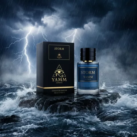 Storm extrait de parfum homme YAMM Genève inspiré de Orage aux notes de tête Bergamote, Pamplemousse, cœur Hedione, Iris poudré, Poivre et fond Vétiver de Java, Patchouli, Iso E Super, Musc blanc visuel 01