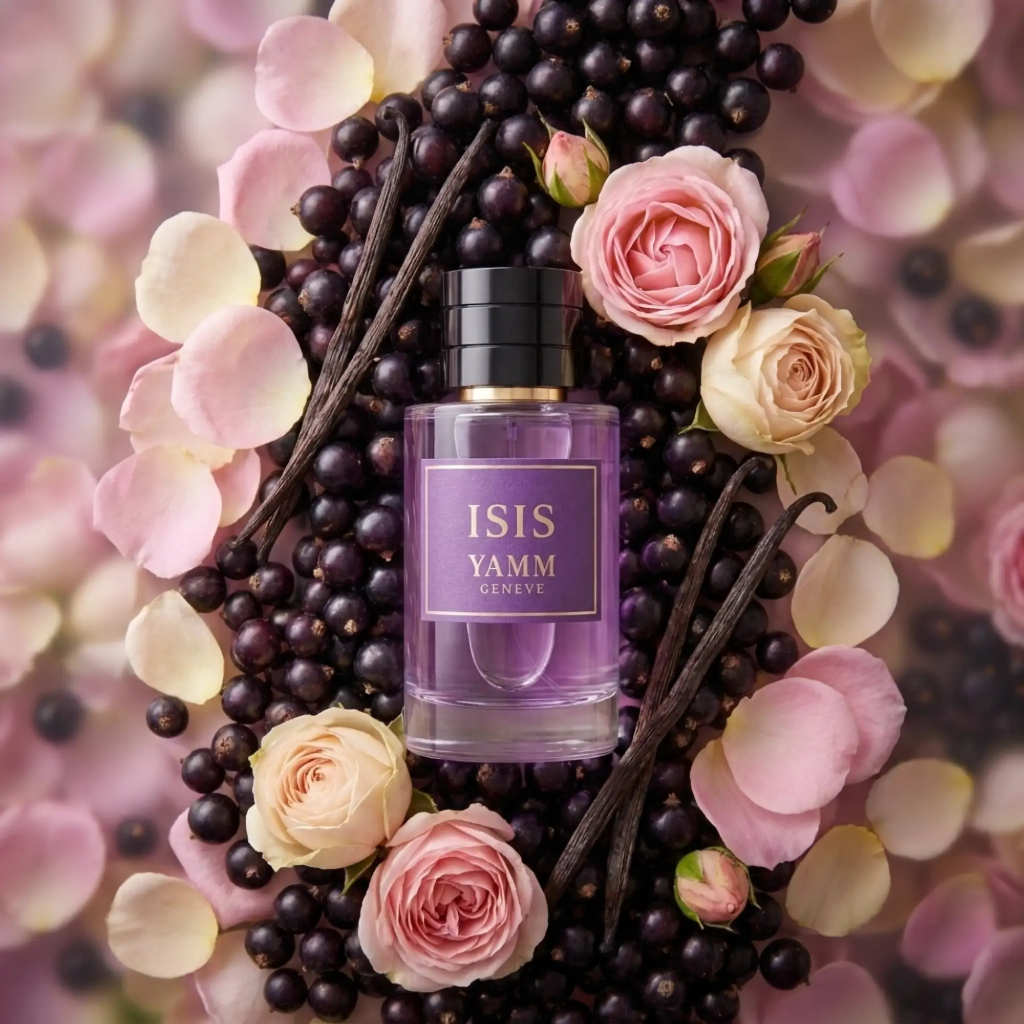 Isis extrait de parfum femme YAMM Genève inspiré de Si aux notes de tête Bourgeon de cassis, cœur Rose de Mai, Freesia et fond Vanille, Patchouli, Notes boisées, Ambroxan visuel 06