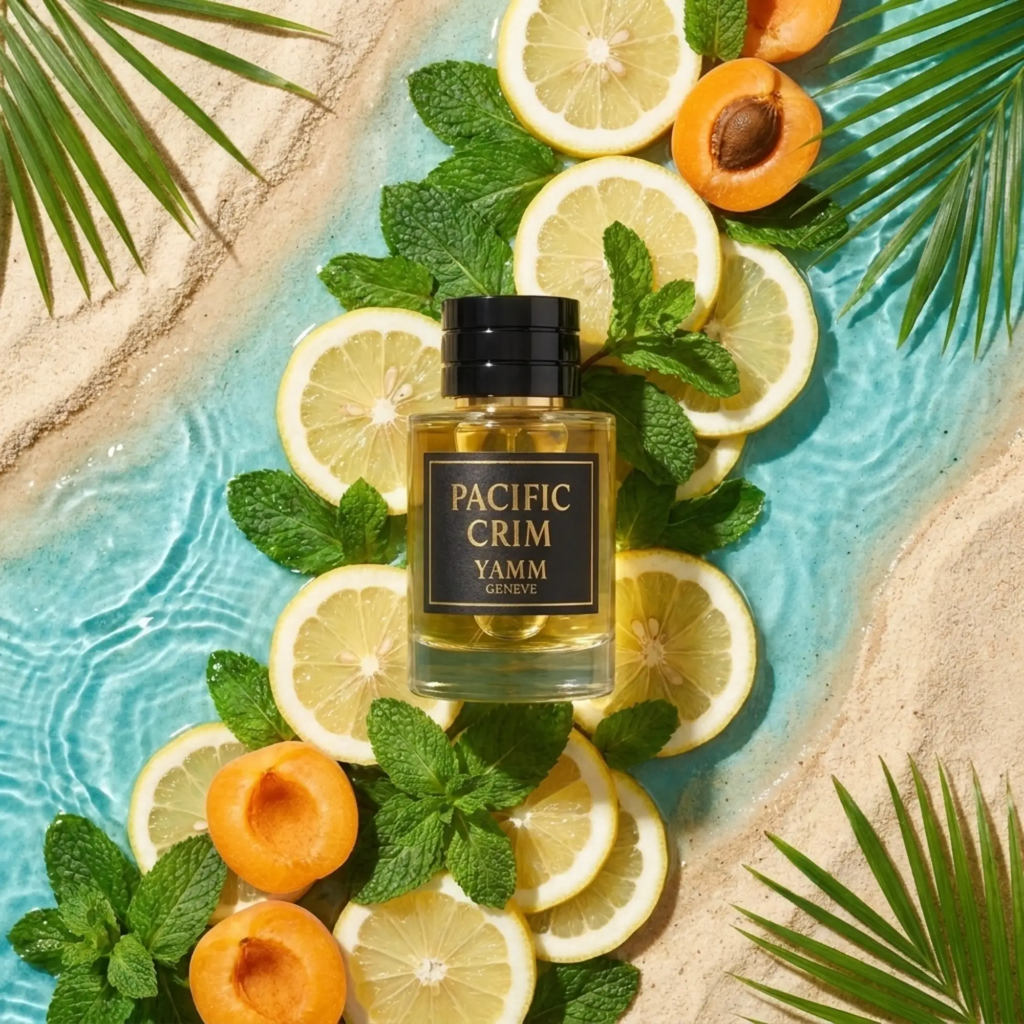 Pacific Crim extrait de parfum mixte YAMM Genève inspiré de Pacific Chill aux notes de tête Cédrat, Orange, Menthe, Citron, Cassis, Coriandre, cœur Abricot, Basilic, Graines de carotte, Rose de Mai et fond Figue, Dattes, Ambrette visuel 07