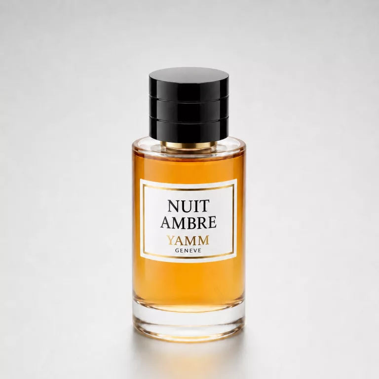 Nuit Ambre extrait de parfum mixte YAMM Genève inspiré de Ambre Nuit aux notes de tête Bergamote, Pamplemousse, cœur Rose de Damas, Poivre rose et fond Ambre gris, Bois de gaïac, Patchouli, Cèdre visuel 01