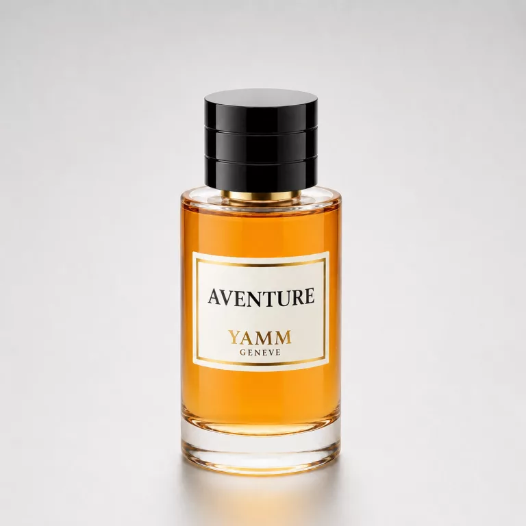 Flacon Aventure — illustration de la famille olfactive Fruité · Maison YAMM Genève
