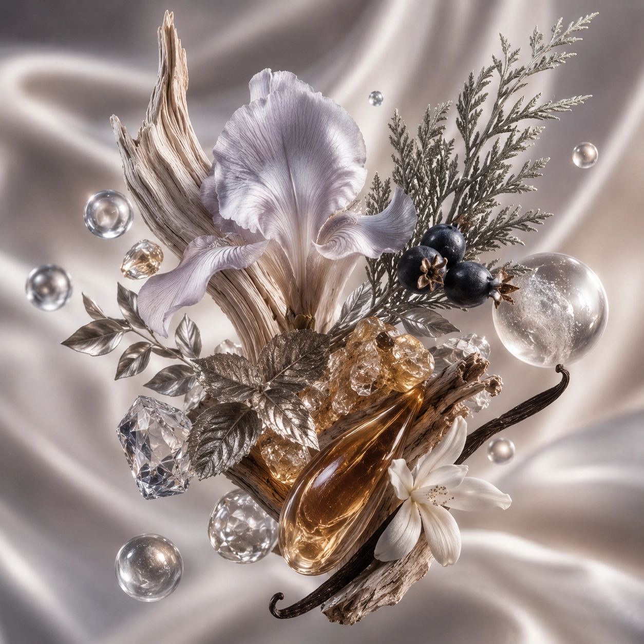 Bois extrait de parfum mixte YAMM Genève inspiré de Bois d'Argent aux notes de tête Iris, Cyprès, Baies de genévrier, cœur Myrrhe, Patchouli et fond Miel, Vanille, Notes boisées visuel 02