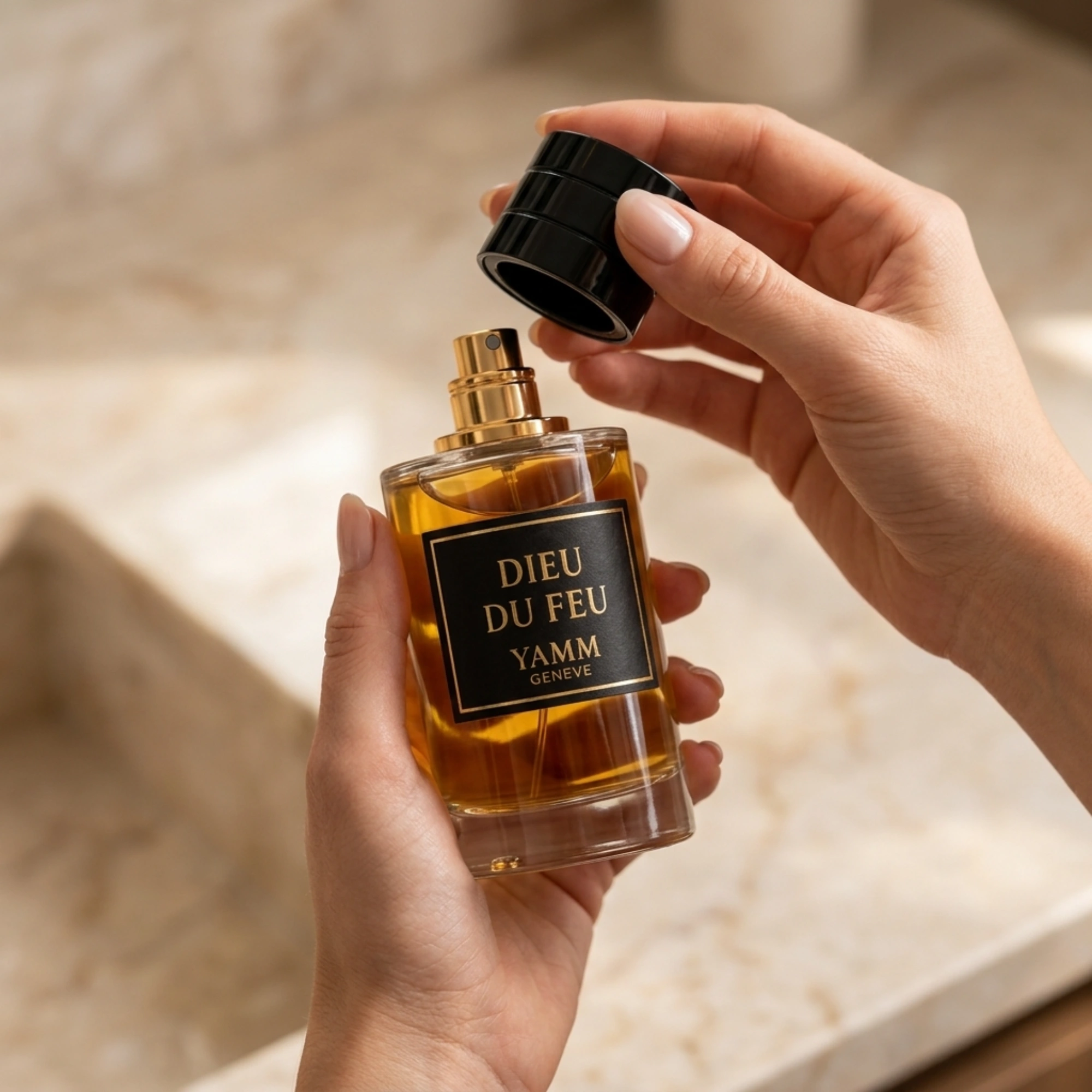 Dieu Du Feu extrait de parfum mixte YAMM Genève inspiré de God of Fire aux notes de tête Mangue, Gingembre, Citron, Fruits rouges, cœur Coumarine, Jasmin, Cèdre et fond Musc, Oud, Ambre, Cypriol visuel 06