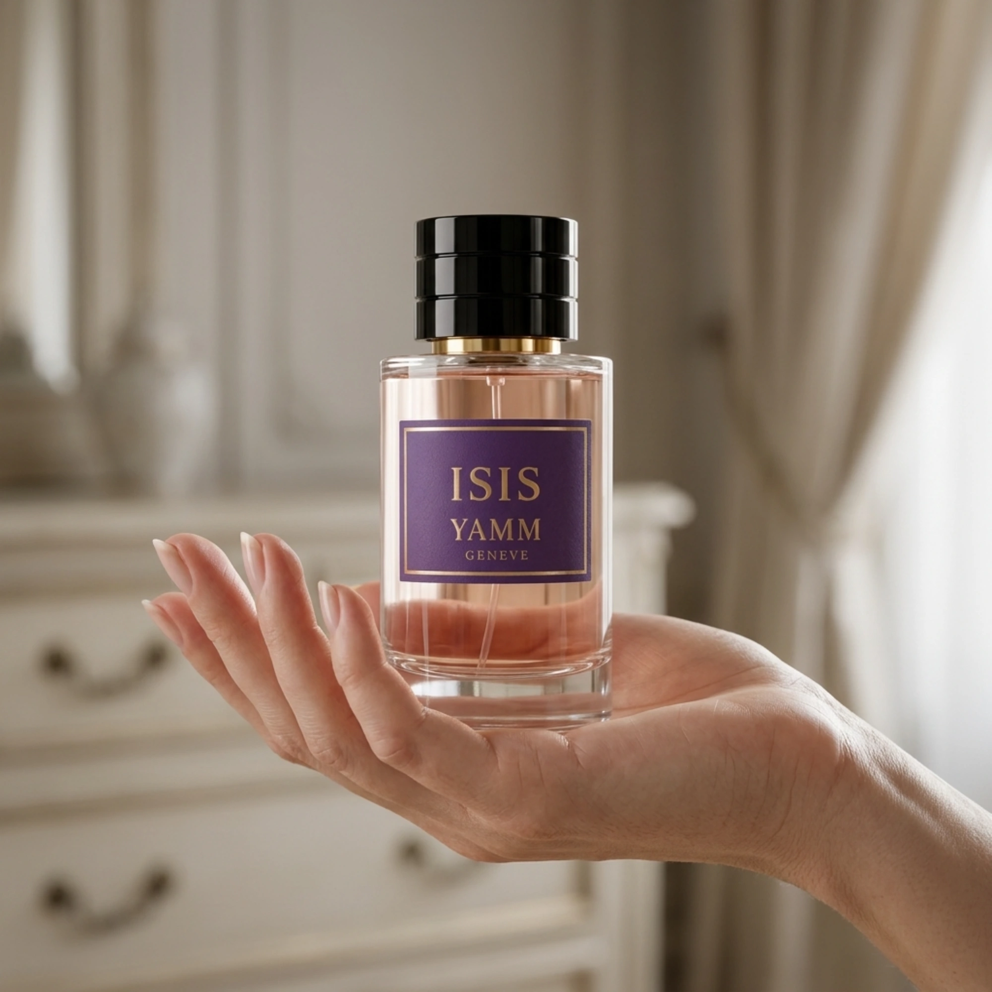 Isis extrait de parfum femme YAMM Genève inspiré de Si aux notes de tête Bourgeon de cassis, cœur Rose de Mai, Freesia et fond Vanille, Patchouli, Notes boisées, Ambroxan visuel 03