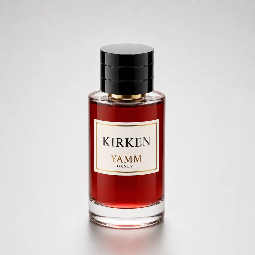Kirken extrait de parfum mixte YAMM Genève inspiré de Kirke aux notes de tête Fruit de la passion, Pêche, Poire, Framboise, Cassis, Accord sable solaire, cœur Muguet blanc et fond Musc, Bois de santal, Vanille, Patchouli, Héliotrope visuel 01