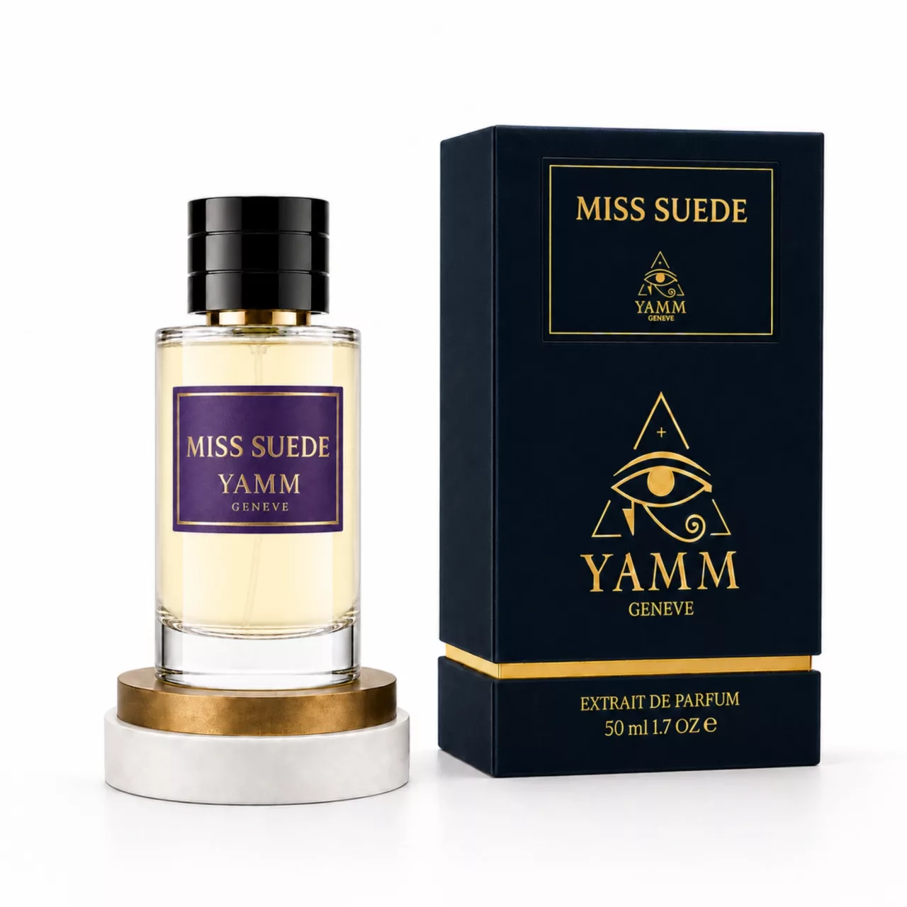 Miss Suede extrait de parfum femme YAMM Genève inspiré de White Suede aux notes de tête Thym, Thé, cœur Muguet, Safran, Rose et fond Daim, Musc, Bois de santal, Résine oliban, Ambre visuel 02