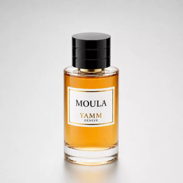 Moula extrait de parfum mixte YAMM Genève inspiré de Mula Mula aux notes de tête Caramel, Pêche, Fraise, Framboise, cœur Gingembre, Poivre rose, Ciste et fond Vanille, Musc, Patchouli, Oud visuel 01
