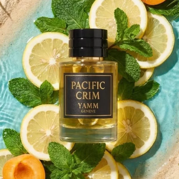 Pacific Crim extrait de parfum mixte YAMM Genève inspiré de Pacific Chill aux notes de tête Cédrat, Orange, Menthe, Citron, Cassis, Coriandre, cœur Abricot, Basilic, Graines de carotte, Rose de Mai et fond Figue, Dattes, Ambrette visuel 01