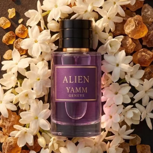 Alien extrait de parfum femme YAMM Genève inspiré de Alien Liqueur aux notes de tête Jasmin Sambac, Notes fleuries, cœur Amande, Bois de cachemire et fond Ambre, Notes boisées visuel 01