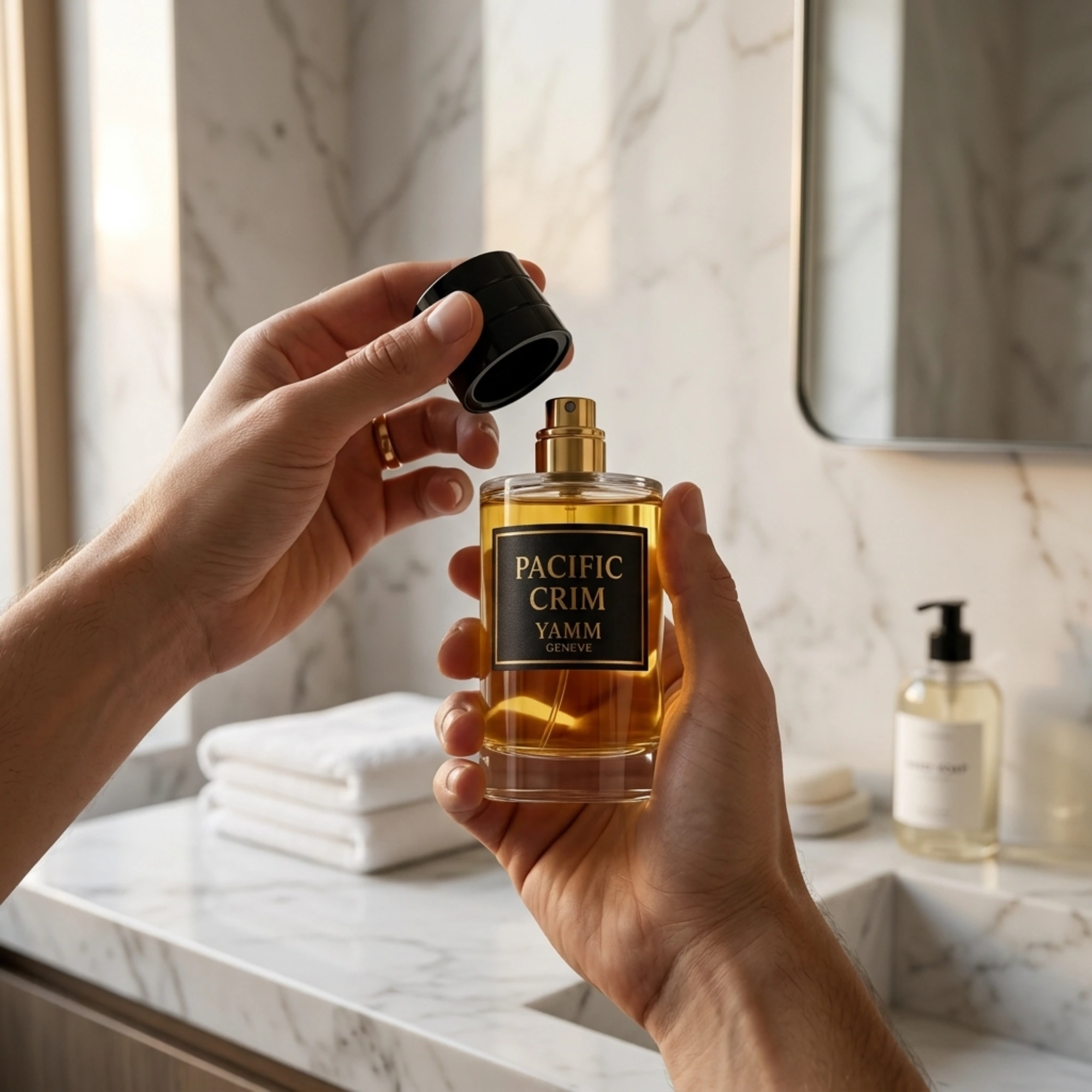 Pacific Crim extrait de parfum mixte YAMM Genève inspiré de Pacific Chill aux notes de tête Cédrat, Orange, Menthe, Citron, Cassis, Coriandre, cœur Abricot, Basilic, Graines de carotte, Rose de Mai et fond Figue, Dattes, Ambrette visuel 04