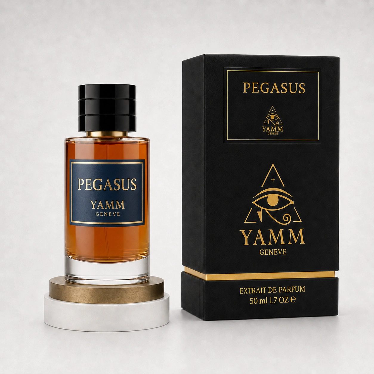 Pegasus extrait de parfum homme YAMM Genève inspiré de Pegasus aux notes de tête Héliotrope, Bergamote, Cumin, cœur Amande amère, Lavande, Jasmin et fond Vanille, Bois de santal, Ambre visuel 03