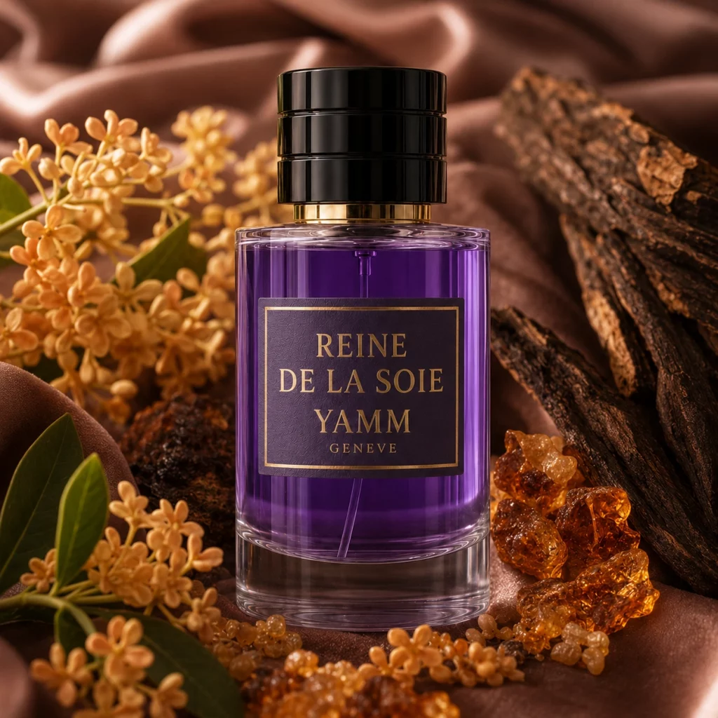 Reine De La Soie extrait de parfum femme YAMM Genève inspiré de Queen of Silk aux notes de tête Safran, Osmanthus, Magnolia, cœur Fruit de la passion, Tubéreuse, Patchouli, Oud et fond Ambroxan, Vanille de Madagascar, Myrrhe, Musc, Encens, Cèdre visuel 01