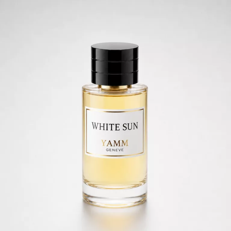 White Sun extrait de parfum mixte YAMM Genève inspiré de Soleil Blanc aux notes de tête Pistache, Bergamote, Cardamome, Poivre rose, cœur Tubéreuse, Ylang-ylang, Jasmin et fond Noix de coco, Ambre, Fève tonka, Benjoin visuel 01