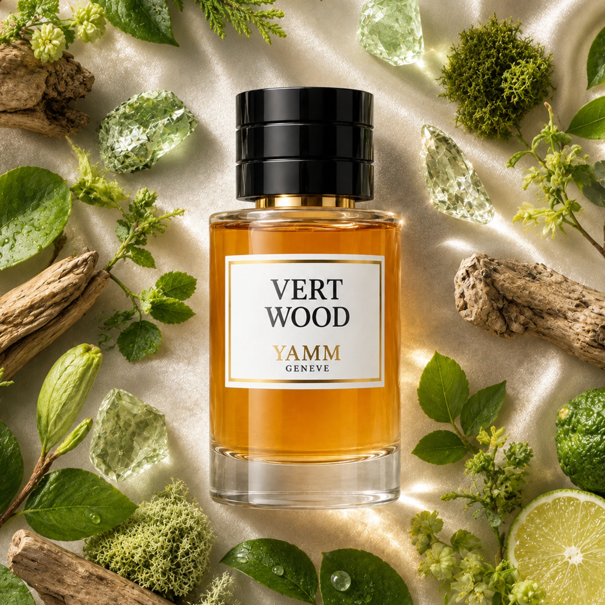 Vert Wood extrait de parfum homme YAMM Genève inspiré de Man Wood aux notes de tête Agrumes sucrés, Citron, Feuilles de coriandre, cœur Cyprès, Cèdre, Vétiver et fond Benjoin visuel 03