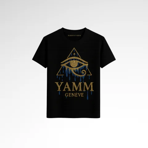tshirt the golden gaze strass noir et or