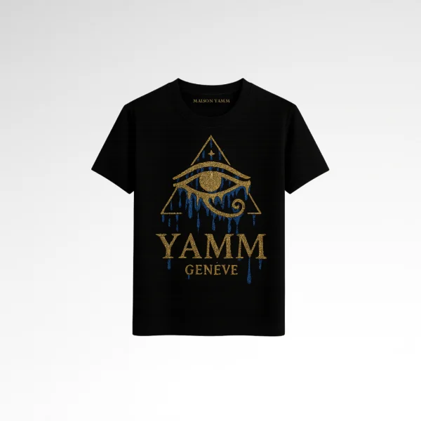 tshirt the golden gaze strass noir et or
