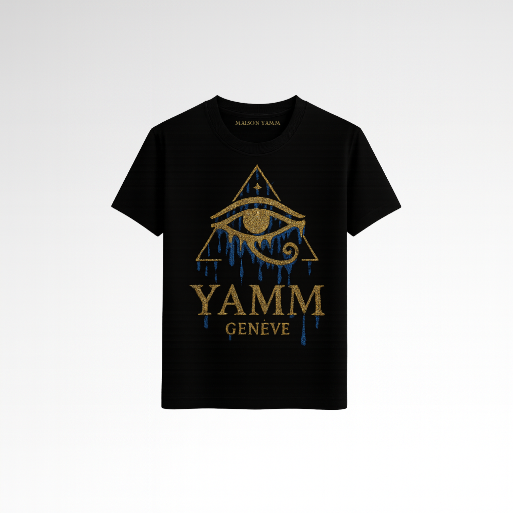 tshirt the golden gaze strass noir et or