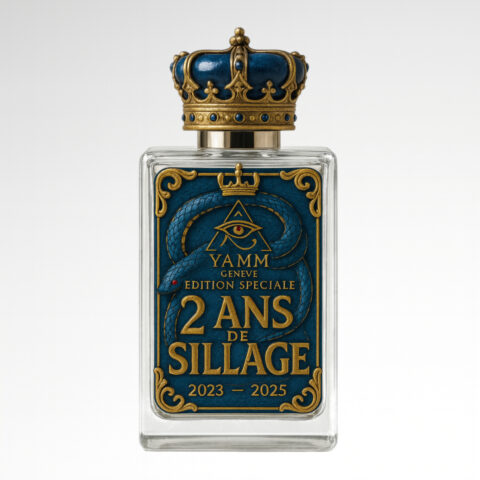 2 ans de sillage extrait de parfum mixte Créations YAMM Genève aux notes de tête Rhum, cœur Tabac, Cannelle, Safran et fond Bois de santal, Hedione visuel 01