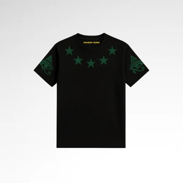 t-shirt noir émeraude YAMM face avant