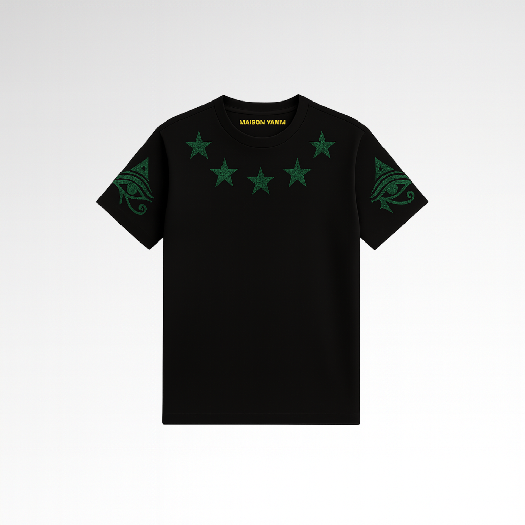 t-shirt noir émeraude YAMM face avant