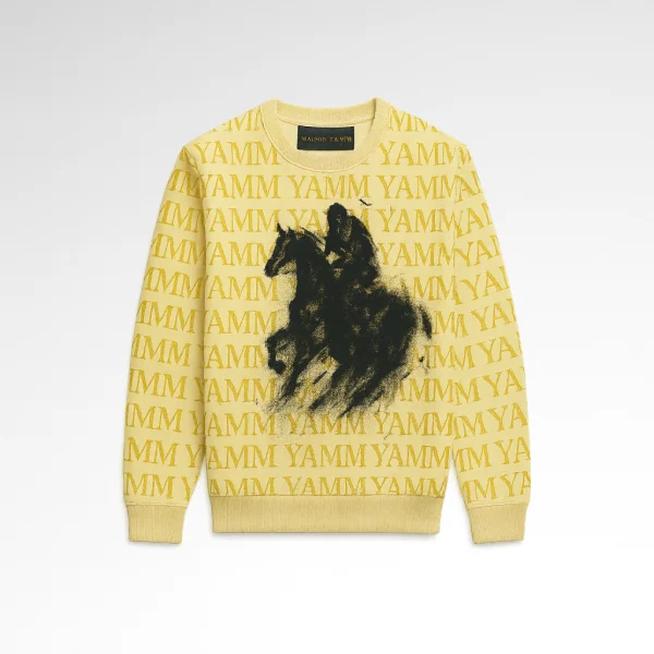 Pull noir Cavalier Or YAMM face avant monogramme doré