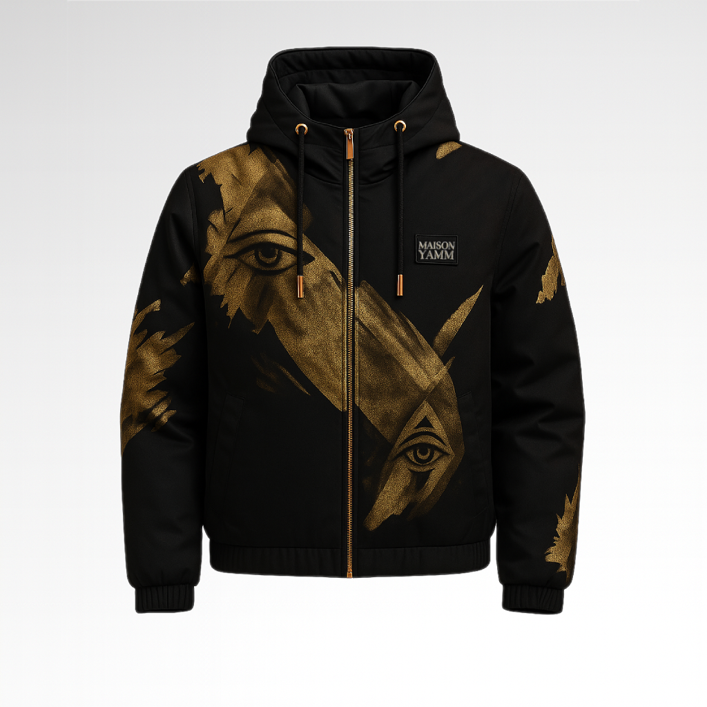 Mockup Veste Eye of Gold de Face YAMM Genève