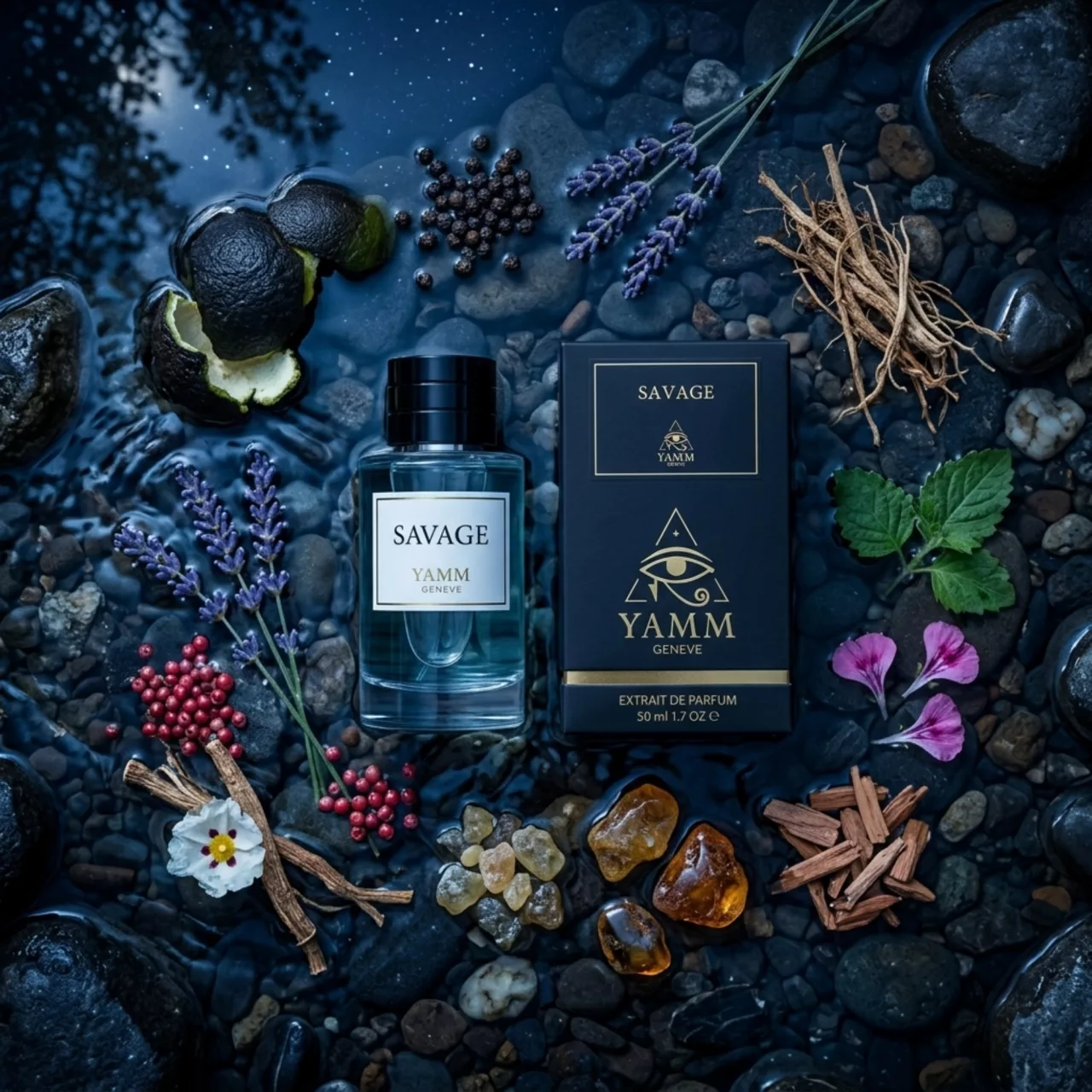 Savage extrait de parfum homme YAMM Genève inspiré de Sauvage aux notes de tête Bergamote de Calabre, Poivre, cœur Poivre du Sichuan, Lavande, Poivre rose, Vétiver, Patchouli, Géranium, Élémi et fond Ambroxan, Cèdre, Ciste visuel 09