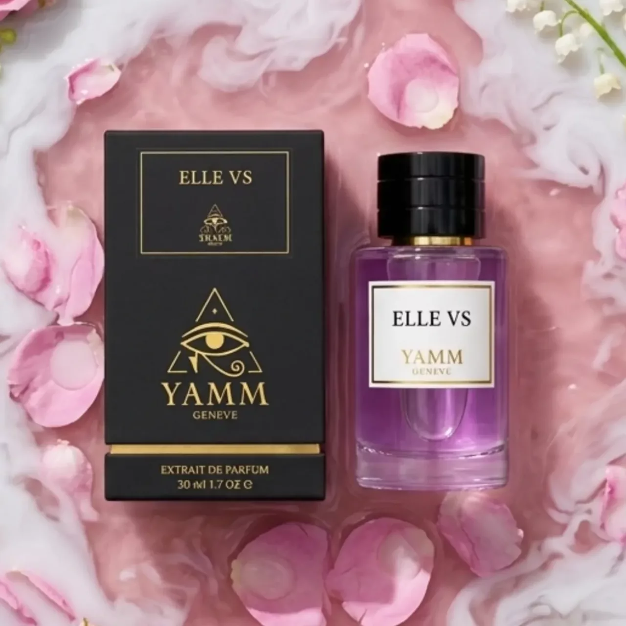 Elle Vs extrait de parfum femme YAMM Genève inspiré de Elves aux notes de tête Pêche, Cassis, Gingembre, Cannelle, cœur Lait de coco, Rose de Bulgarie, Rose, Muguet, Violette et fond Ambroxan, Patchouli visuel 09