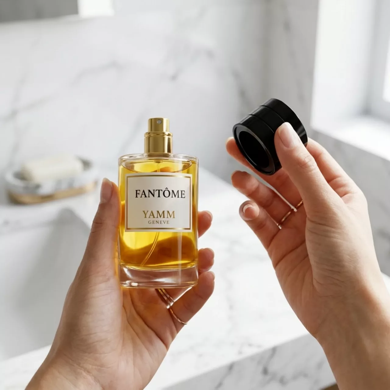 Fantôme extrait de parfum homme YAMM Genève inspiré de Phantom aux notes de tête Cardamome, Bergamote, Rhubarbe, Citron, cœur Lavande, Cèdre, Patchouli, Géranium et fond Vanille, Baume de Tolu, Vétiver d’Haïti visuel 05