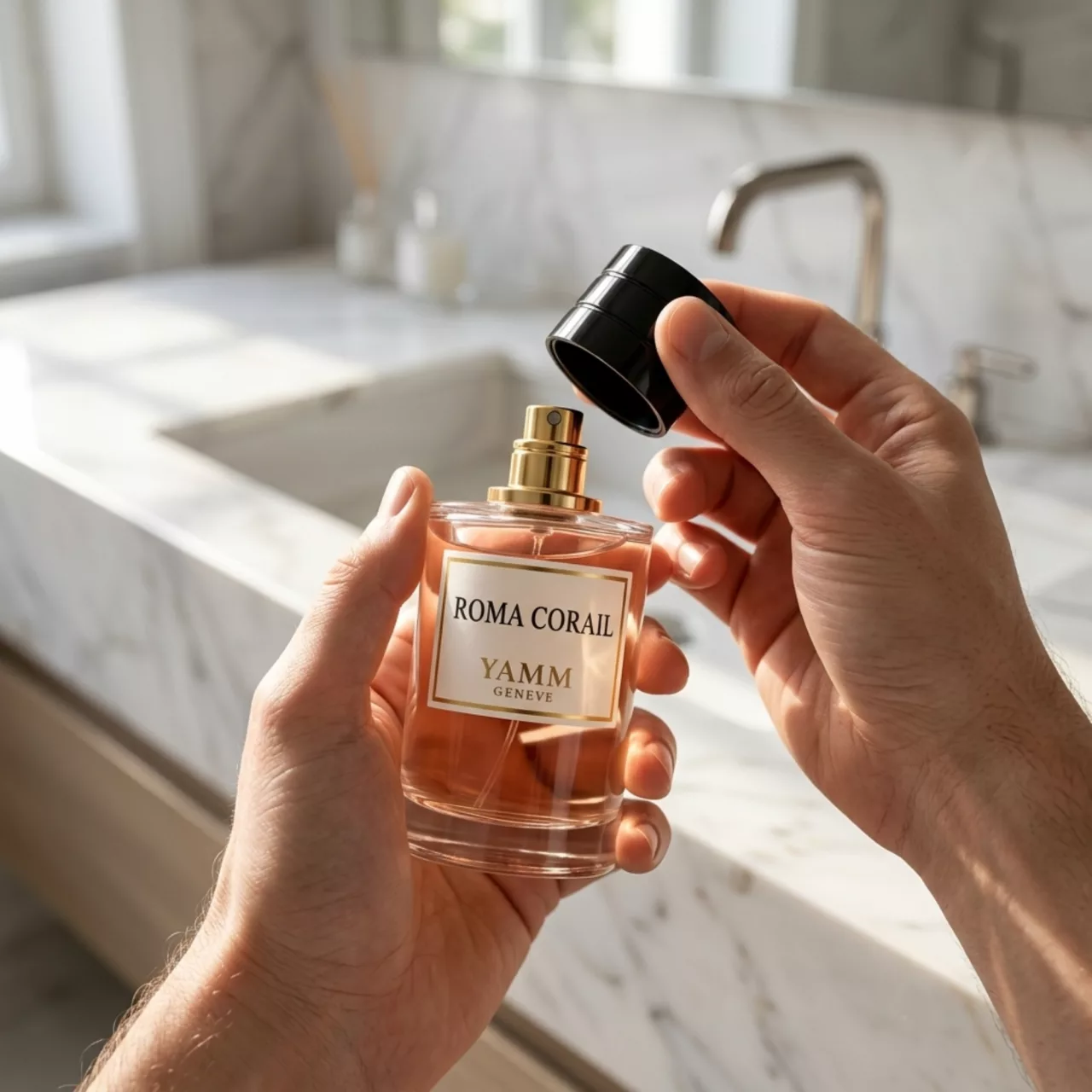 Roma Corail extrait de parfum mixte YAMM Genève inspiré de Coral Fantasy aux notes de tête Pomme rouge, Cardamome, Bergamote de Calabre, cœur Lavande, Géranium bourbon, Sauge sclarée et fond Feuille de tabac, Patchouli, Vétiver d’Haïti visuel 05