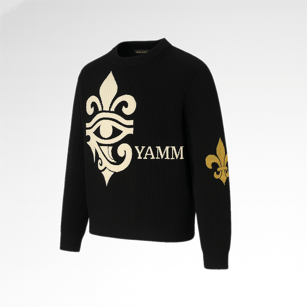 Pull YAMM Genève Mocha Noir et Blanc de 3/4
