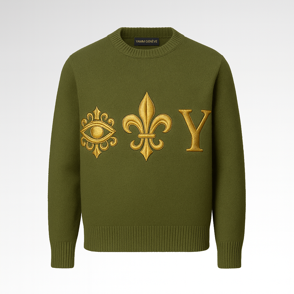 PULL YAMM Genève Olive de face