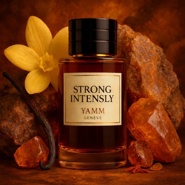Parfum STRONG INTENSELY de YAMM Genève – alternative sensuelle à Stronger With You Intensely d’Armani, fragrance masculine ambrée et puissante