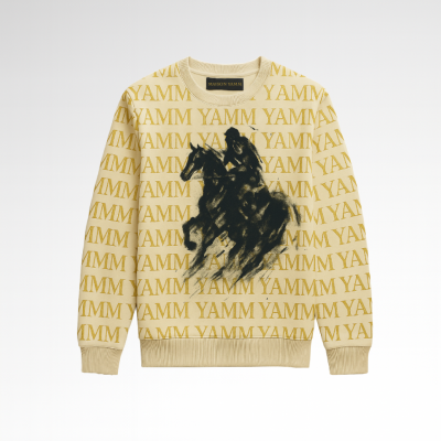 Pull noir Cavalier Or YAMM face avant monogramme doré