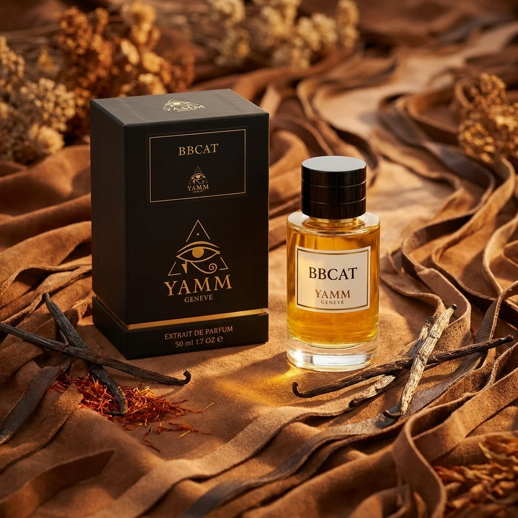 Bbcat extrait de parfum mixte YAMM Genève inspiré de Babycat aux notes de tête Poivre noir, Poivre rose, Élémi, cœur Résine oliban, Safran et fond Vanille bourbon, Daim, Cèdre visuel 07