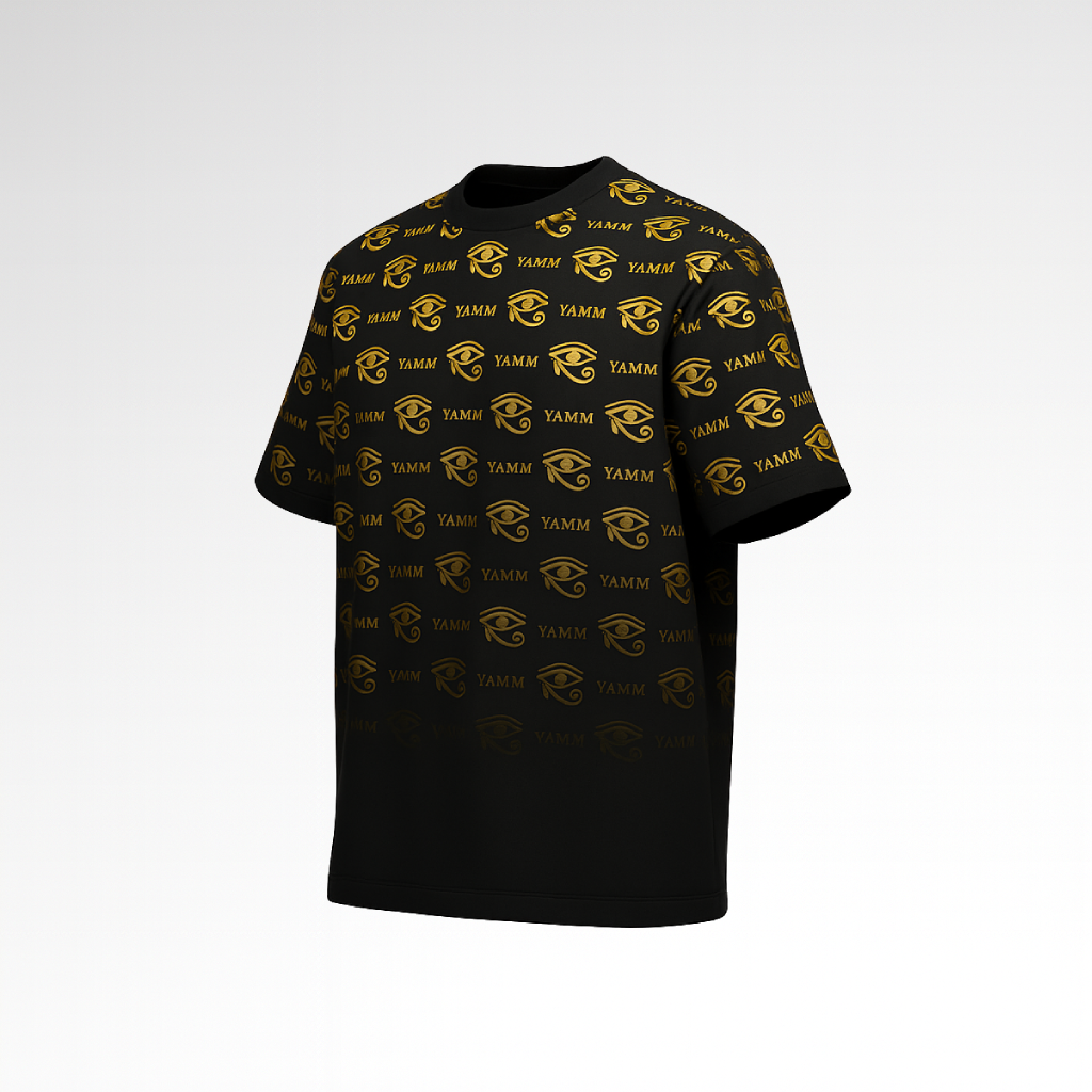 T Shirt Gradien Noir et Or YAMM Genève vue 3/4