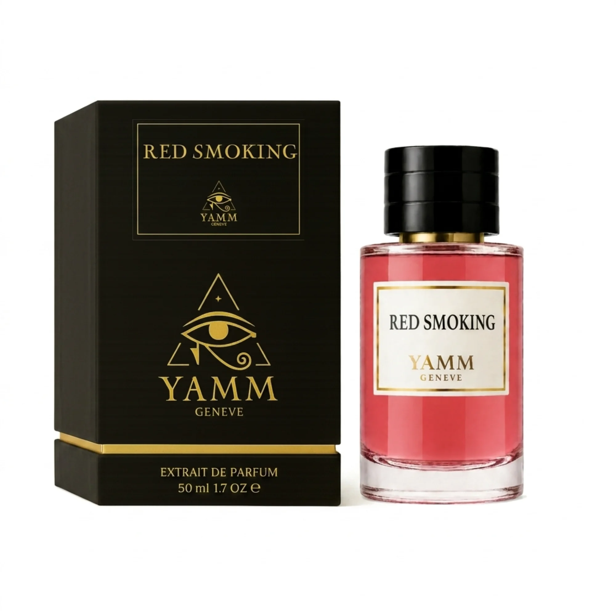 Red Smoking extrait de parfum mixte YAMM Genève inspiré de Rouge Smoking aux notes de tête Cerise, Poivre rose, Bergamote, cœur Gousse de vanille noire, Héliotrope, Fleur d’oranger et fond Fève de tonka, Bois de cachemire, Musc blanc, Ambroxan, Violette, Ciste visuel 03