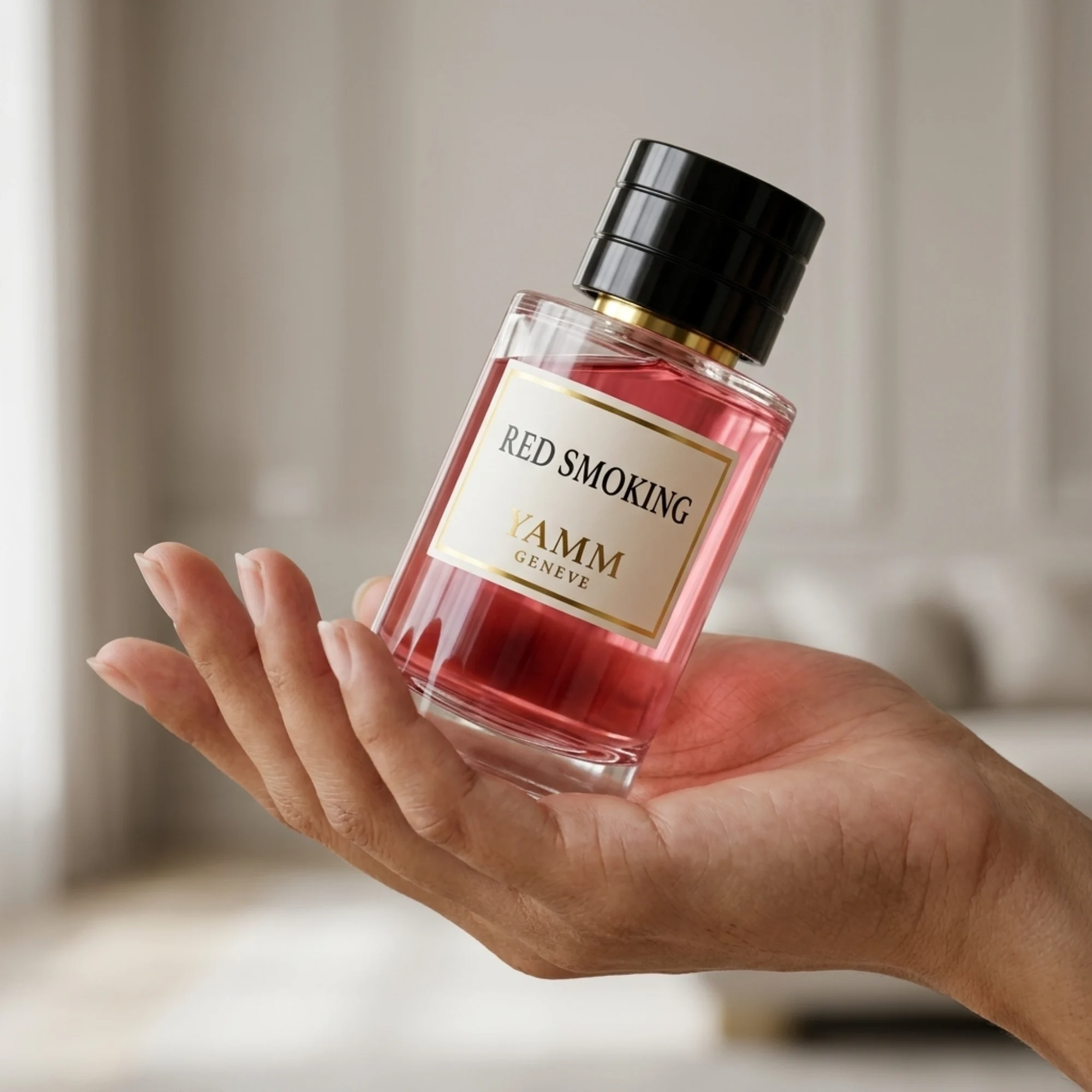 Red Smoking extrait de parfum mixte YAMM Genève inspiré de Rouge Smoking aux notes de tête Cerise, Poivre rose, Bergamote, cœur Gousse de vanille noire, Héliotrope, Fleur d’oranger et fond Fève de tonka, Bois de cachemire, Musc blanc, Ambroxan, Violette, Ciste visuel 04