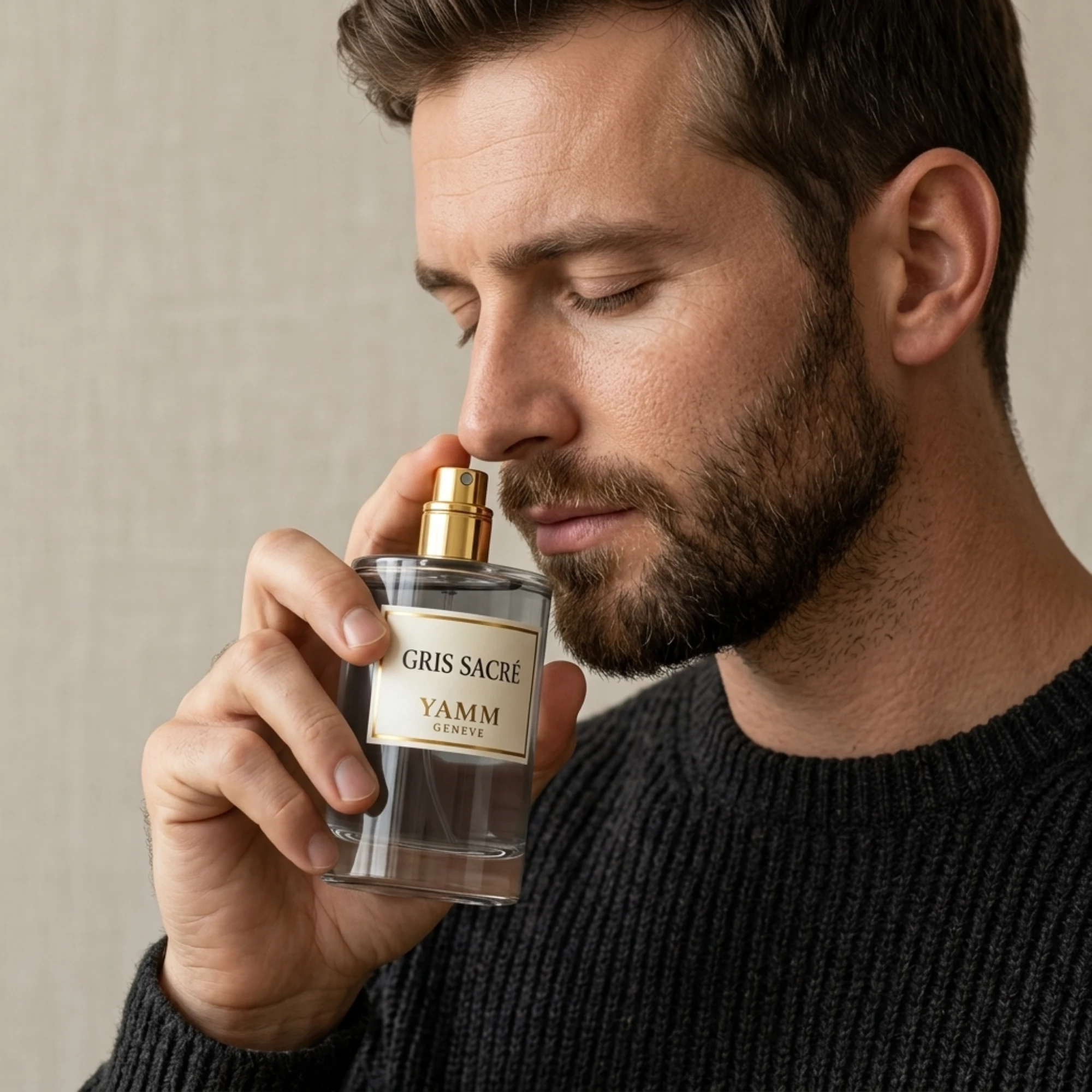 Gris Sacré extrait de parfum mixte YAMM Genève inspiré de Gris Charnel aux notes de tête Cardamome, Figue, Thé noir, cœur Iris, Vétiver bourbon et fond Bois de santal, Fève de tonka visuel 07