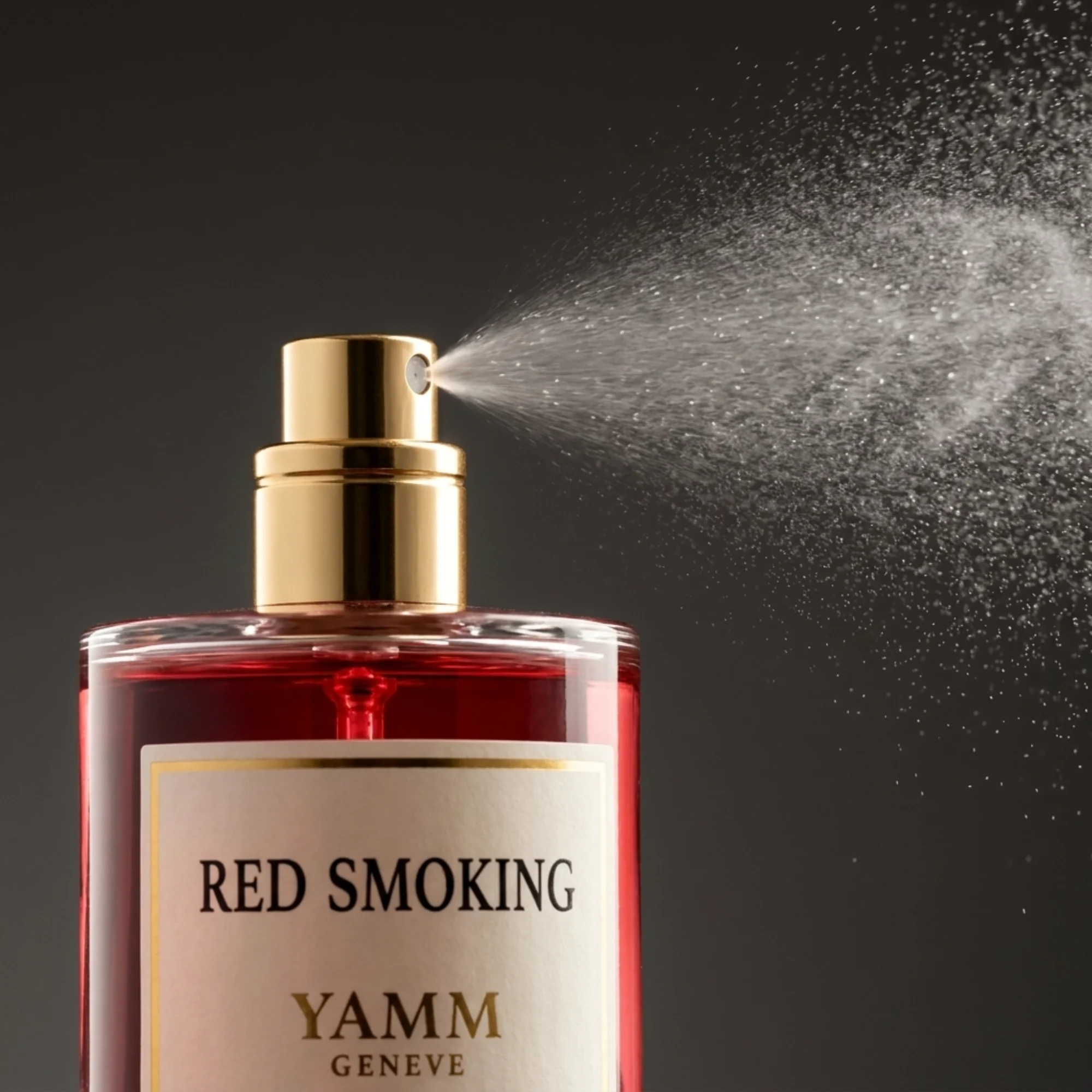Red Smoking extrait de parfum mixte YAMM Genève inspiré de Rouge Smoking aux notes de tête Cerise, Poivre rose, Bergamote, cœur Gousse de vanille noire, Héliotrope, Fleur d’oranger et fond Fève de tonka, Bois de cachemire, Musc blanc, Ambroxan, Violette, Ciste visuel 06