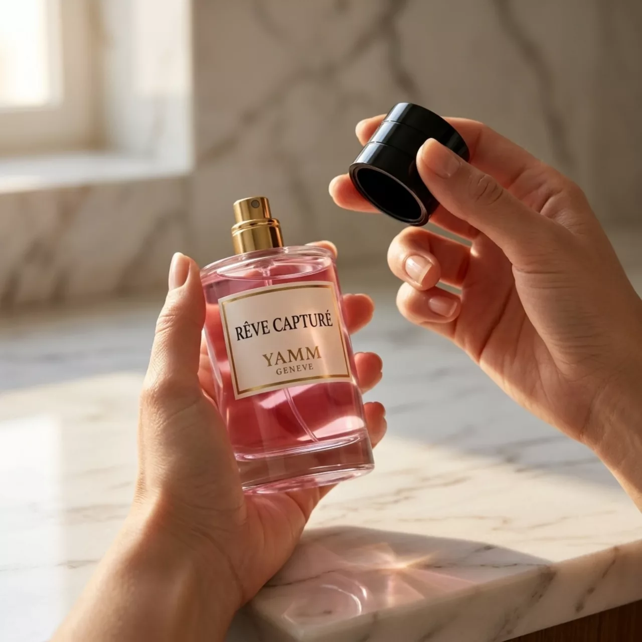 Rêve Capturé extrait de parfum femme YAMM Genève inspiré de Attrapes Rêves aux notes de tête Litchi, Gingembre, Bergamote, cœur Pivoine, Rose de Turquie, Cacao et fond Patchouli visuel 05