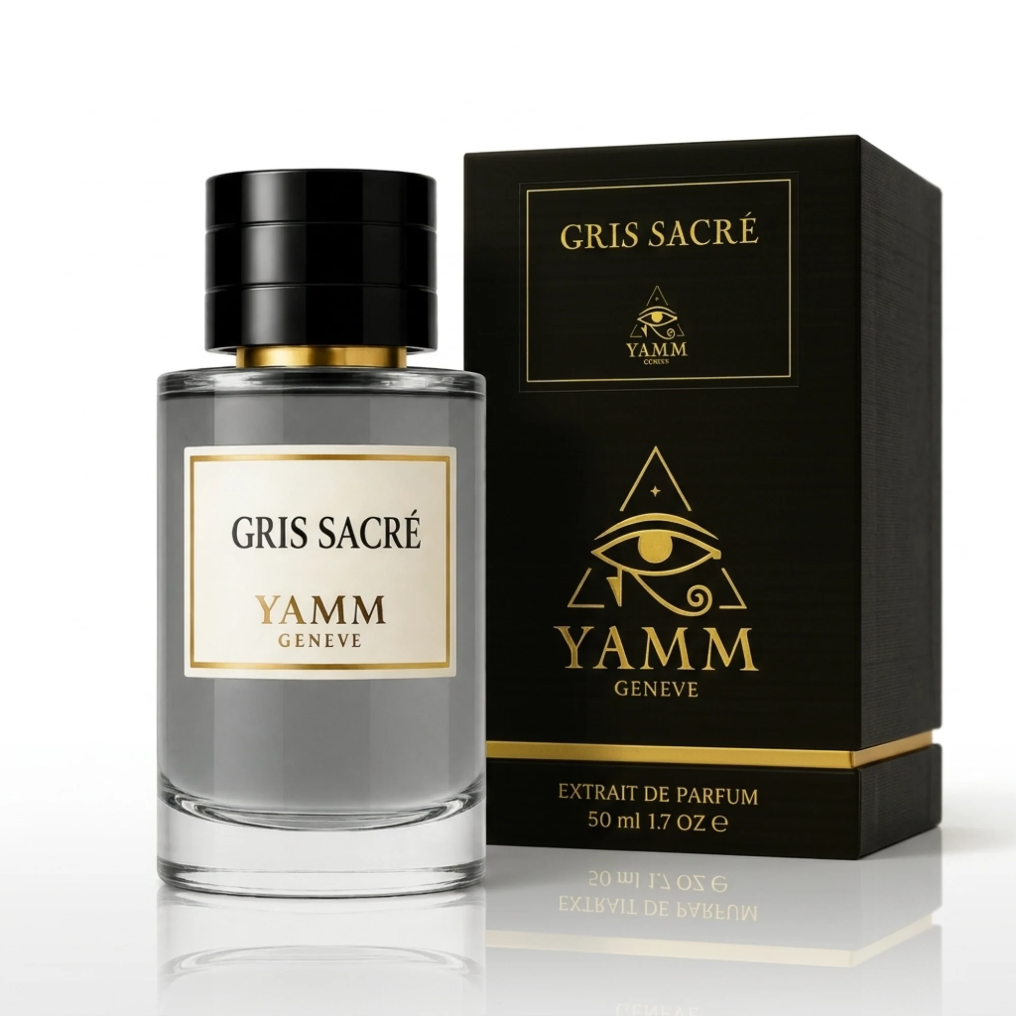Gris Sacré extrait de parfum mixte YAMM Genève inspiré de Gris Charnel aux notes de tête Cardamome, Figue, Thé noir, cœur Iris, Vétiver bourbon et fond Bois de santal, Fève de tonka visuel 03