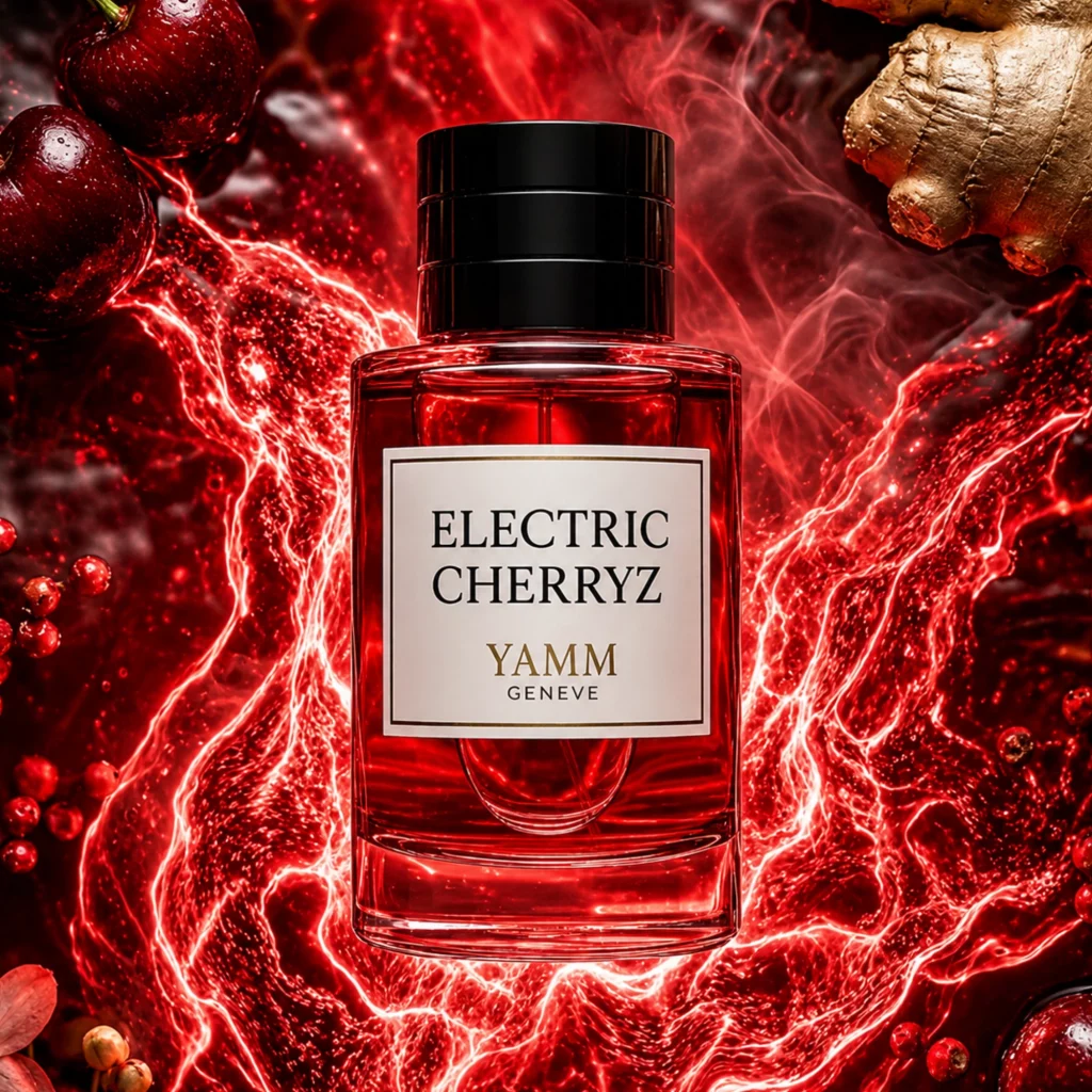 Electric Cherryz extrait de parfum mixte YAMM Genève inspiré de Electric Cherry aux notes de tête Cerise, Gingembre, cœur Jasmin Sambac et fond Poivre rose, Musc, Ambrettolide visuel 01