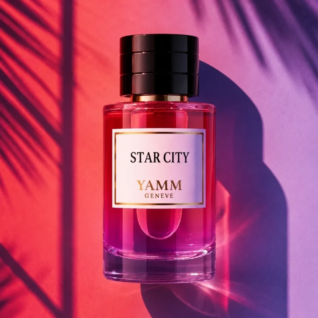 Star City extrait de parfum mixte YAMM Genève inspiré de City of Stars aux notes de tête Citron vert, Orange sanguine, Mandarine sanguine, Citron, Bergamote, cœur Fleur de tiaré et fond Notes poudrées, Musc, Bois de santal visuel 01