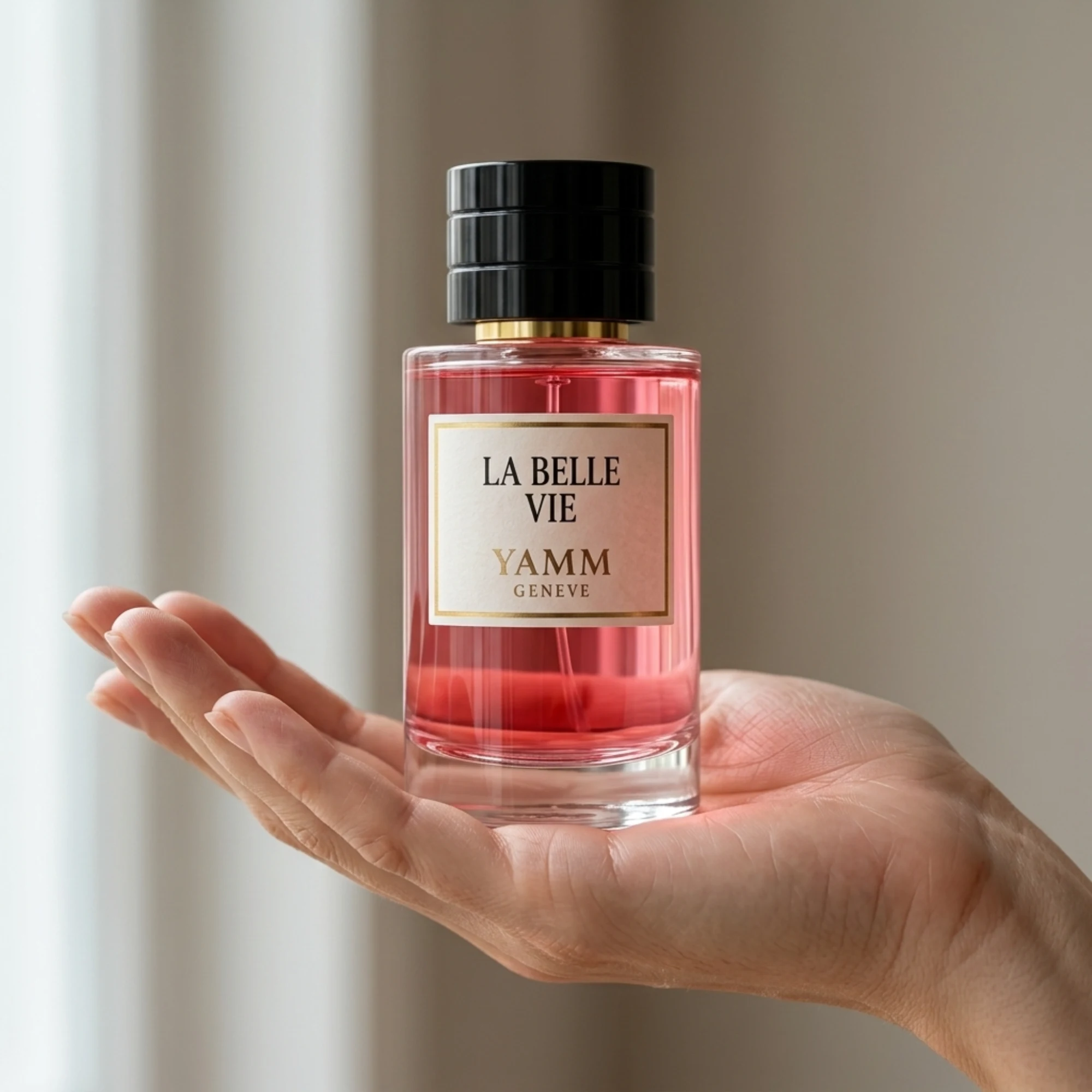 La Belle Vie extrait de parfum femme YAMM Genève inspiré de La Vie Est Belle aux notes de tête Cassis, Poire, cœur Iris, Jasmin, Fleur d’oranger et fond Praliné, Vanille, Patchouli, Fève de tonka visuel 04
