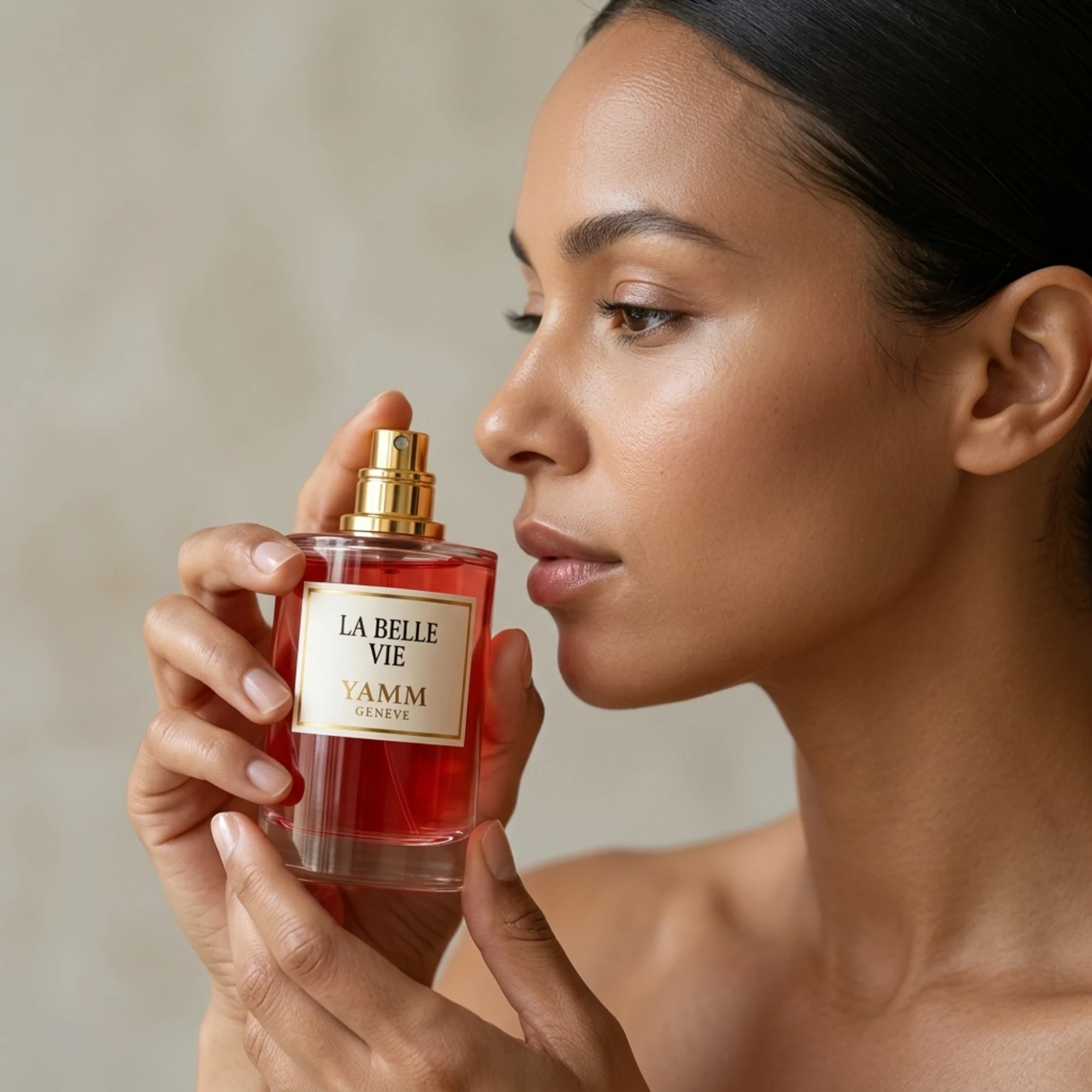 La Belle Vie extrait de parfum femme YAMM Genève inspiré de La Vie Est Belle aux notes de tête Cassis, Poire, cœur Iris, Jasmin, Fleur d’oranger et fond Praliné, Vanille, Patchouli, Fève de tonka visuel 06